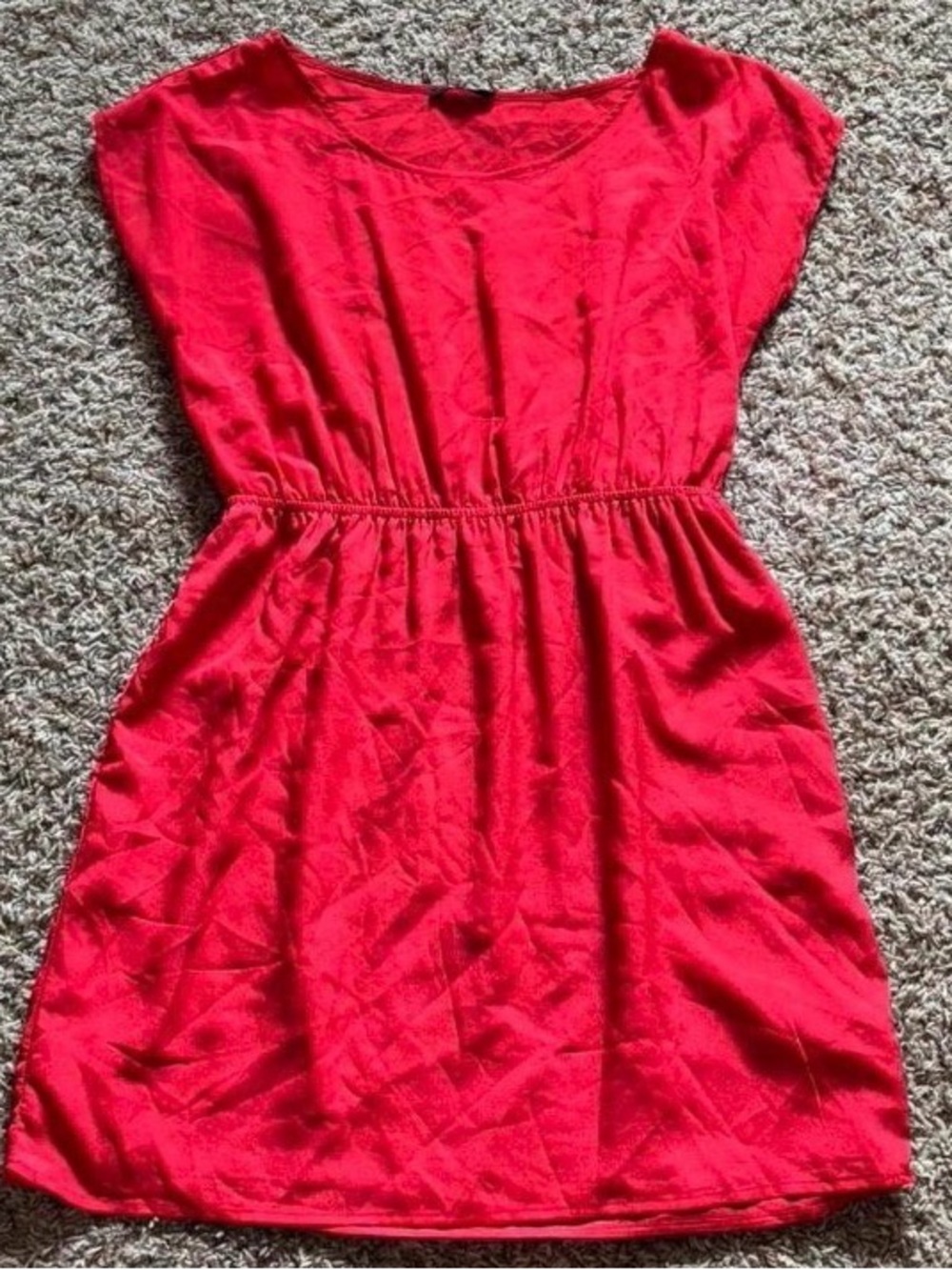 Women's Red Elastic-Waist Blouse Dress